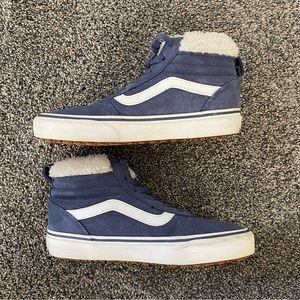 VANS Sk8 Hi Cozy Hug Faux Fur Sherpa Navy Blue High Top Sneakers Blue 6